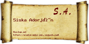 Siska Adorján névjegykártya